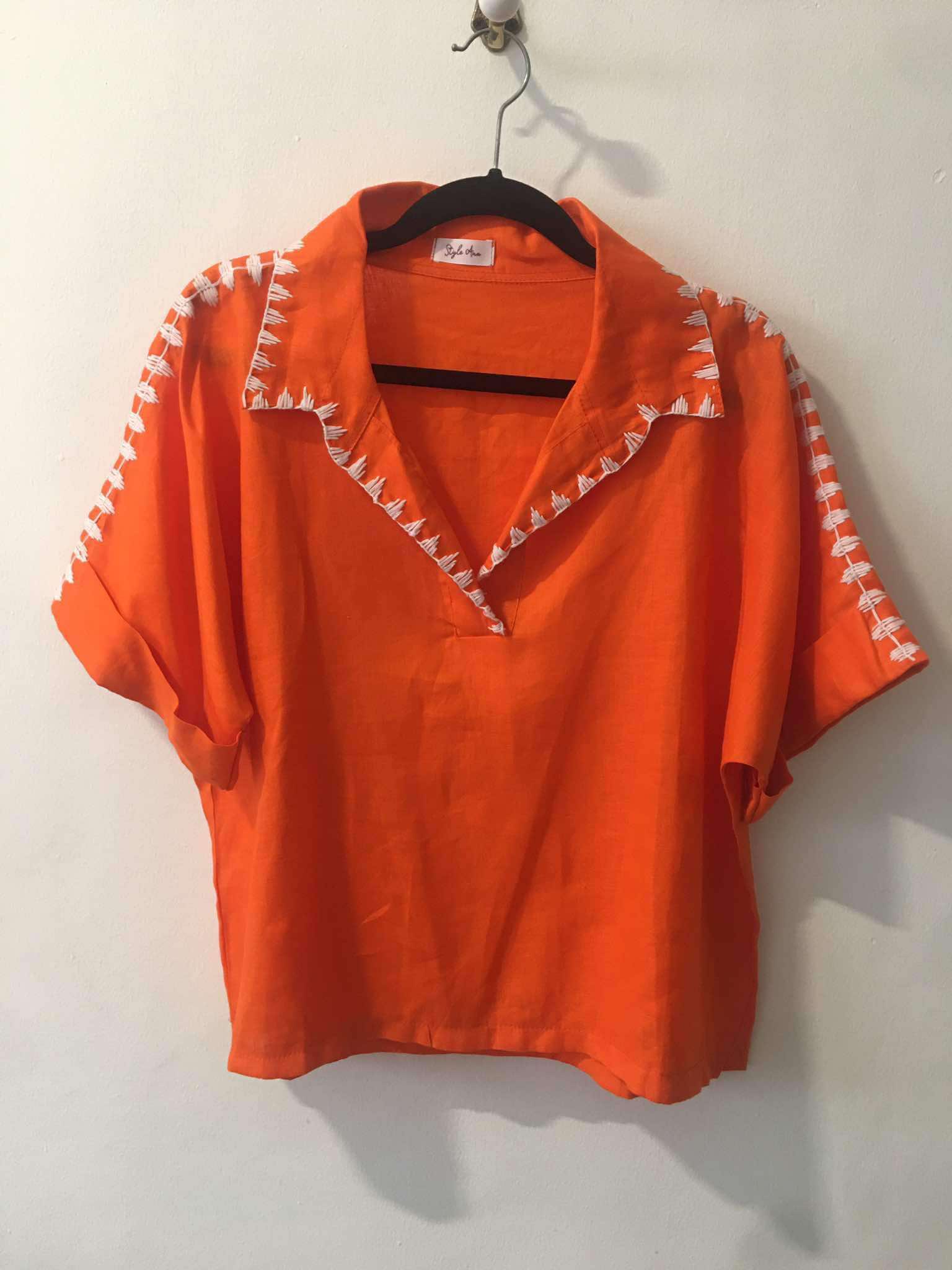 Maya Embroidered Blouse (Orange)