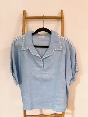Maya Embroidered Blouse (Light Blue)