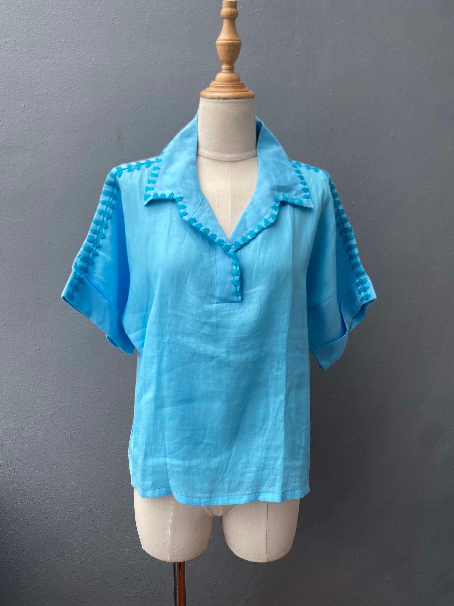 Maya Embroidered Blouse (Turquoise Blue)
