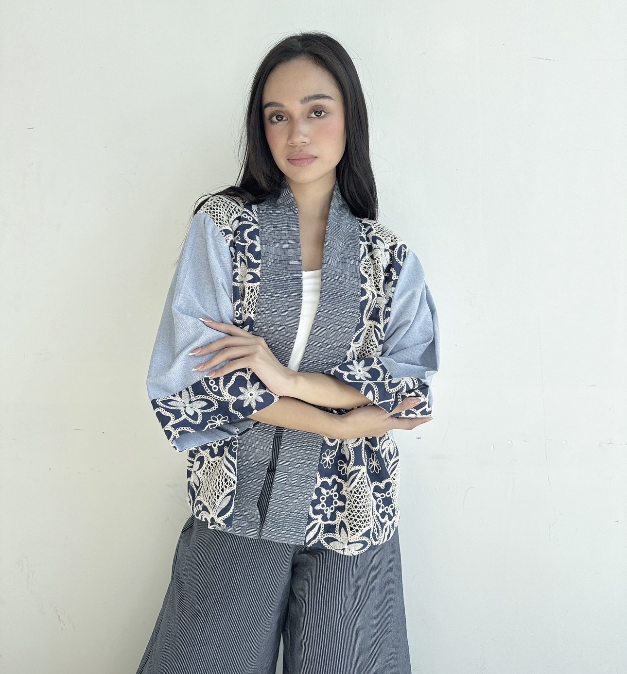 Camari Jacket- Blue Embroidered Lace